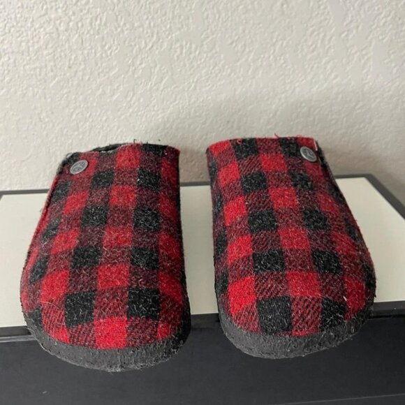Birkenstock Zermatt Red Plaid Wool Felt Shearling Slippers Women's 39 EU/8 US - Picture 1 of 9